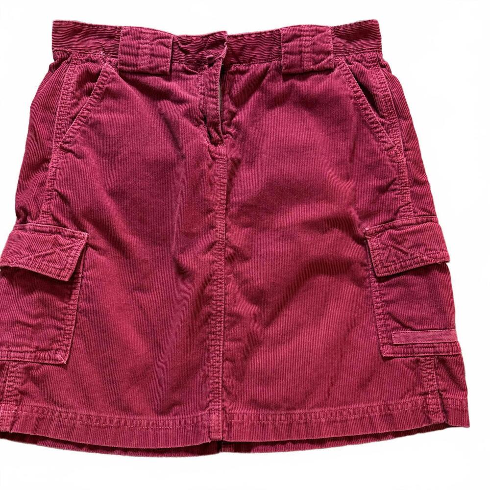 J Crew Corduroy Cargo Skirt SZ 4. Deep Red. Preppy Nautical Clean Girl Aesthetic